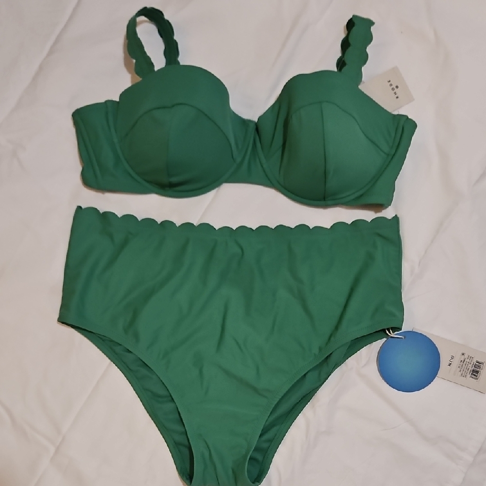 RHODE Emerald Scalloped Bikini Set